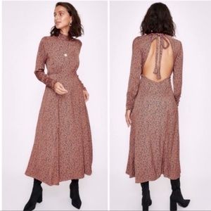 Free People Cocoa Loveless Leopard Printed Midi Cocktail Dress Size 12